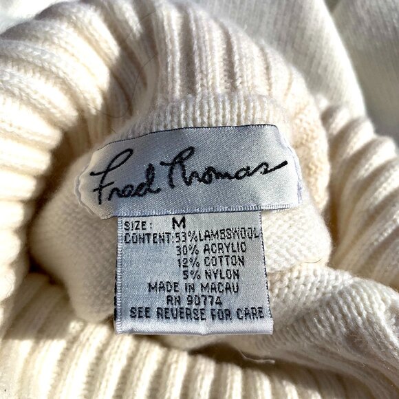 VTG Women’s Fred Thomas Lambswool Blend Turtleneck Color Block Sweater, Med - Picture 5 of 7